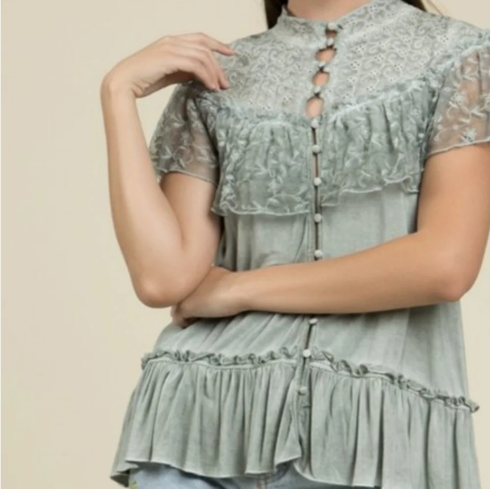 🆕🌿POL BOHO LACE TOP🌿 - Picture 1 of 7